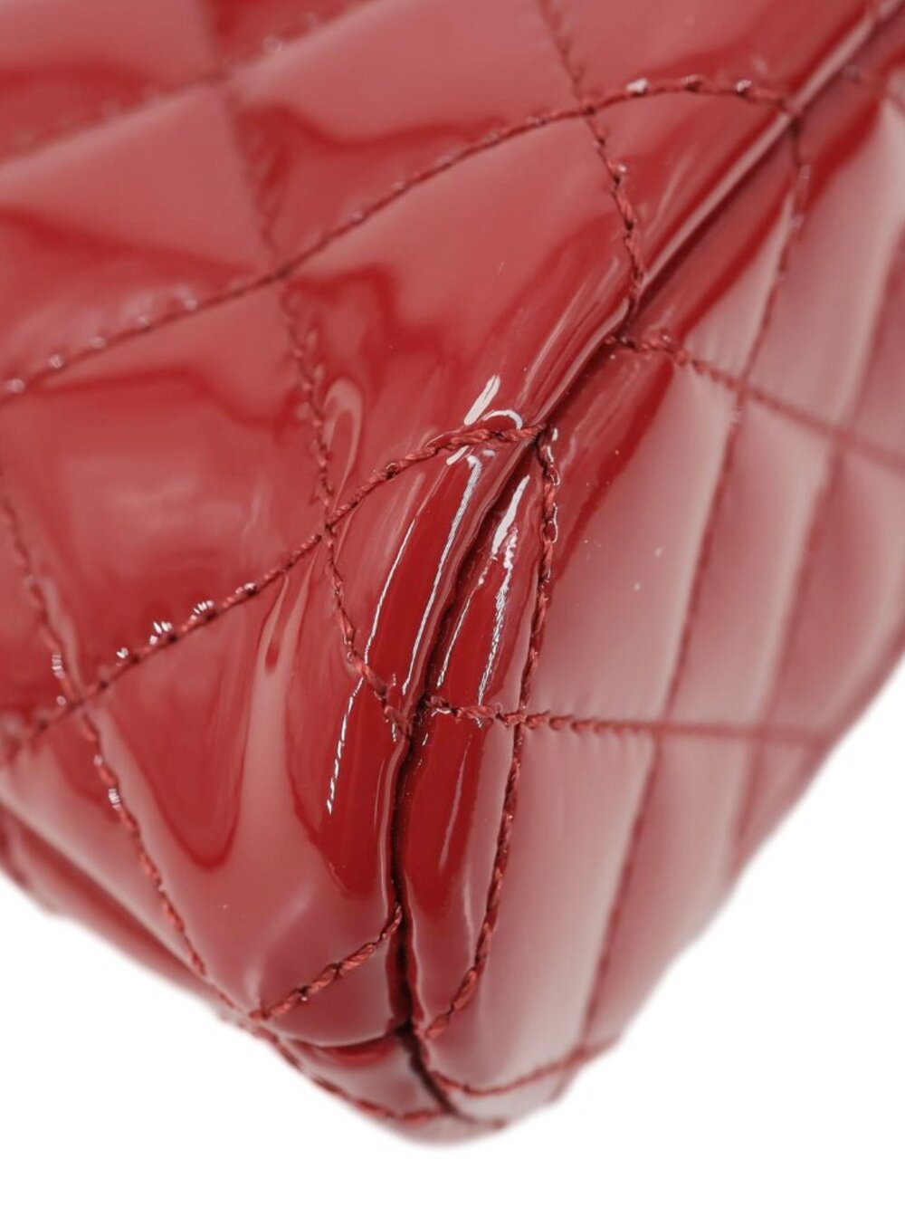 Chanel Coco Quilted Calfskin Patent Leather Clutch With Chain Red - Picture 8 of 15